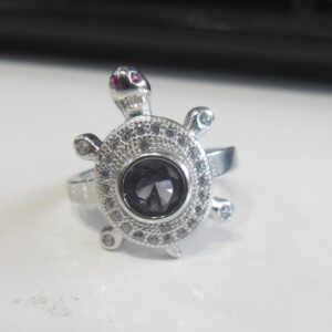 925 sterling silver tortoise diamond ring