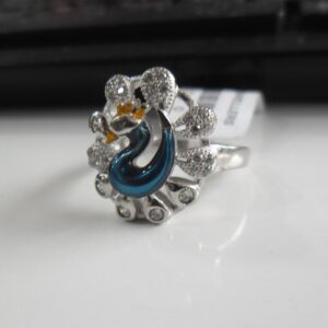 925 sterling silver peacock ring for ladies lrs0009