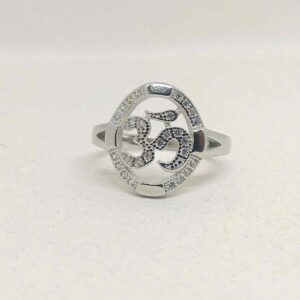 925 sterling silver om design Diamond ring unisex