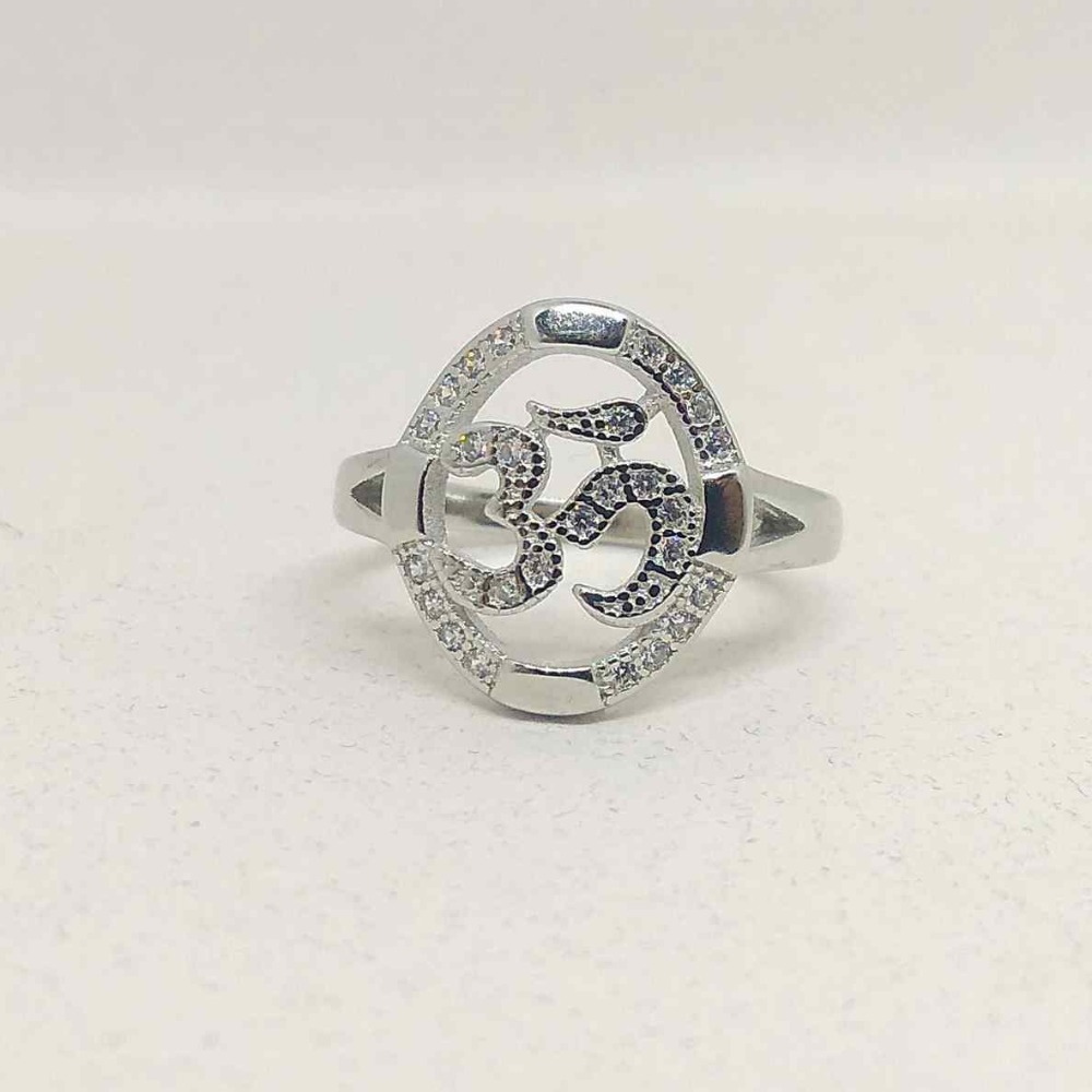 925 sterling silver om design Diamond ring unisex