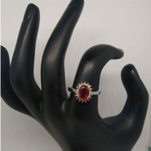 925 sterling silver oval shape pink color stone diamond ring