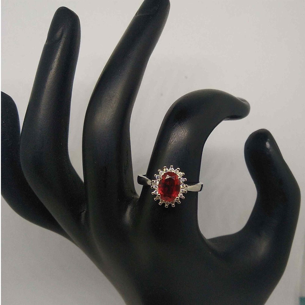 925 sterling silver oval shape pink color stone diamond ring