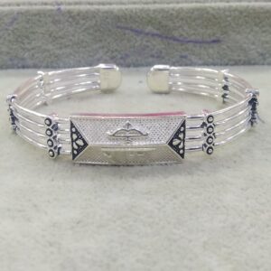 Silver Casual Wear Ram Dhanush Logo Bracelet For Men