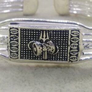 Silver Casual Wear Designer Trishul Logo Bracelet For Men