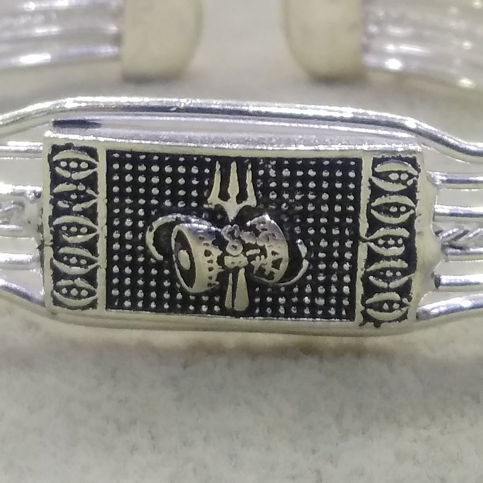 Silver Casual Wear Designer Trishul Logo Bracelet For Men