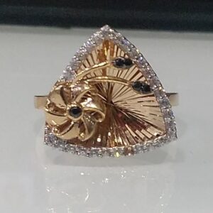 18KT rose gold flower Triangle Pattern ring for ladies LRG786