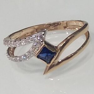 18KT rose gold blue single stone ladies ring LRS0787