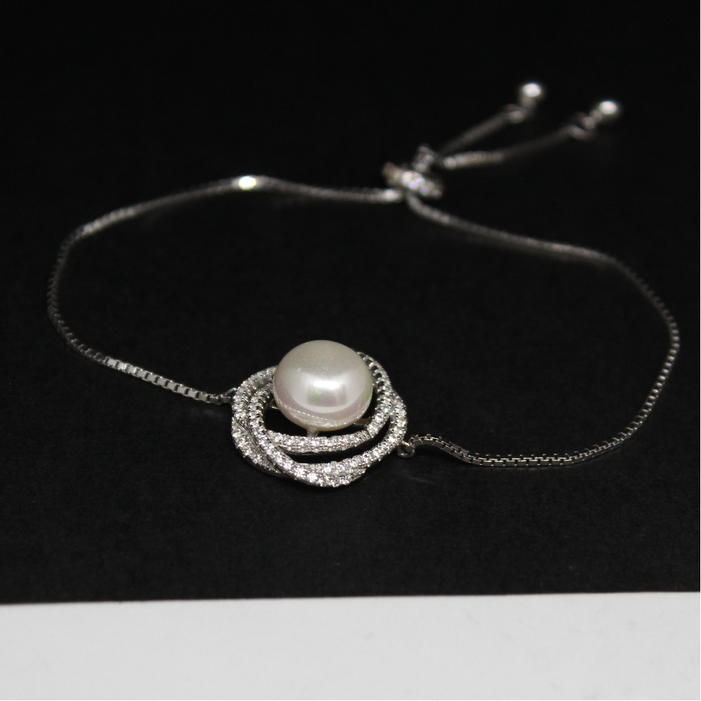 925 sterling silver stone kada bracelet for ladies - Image 4