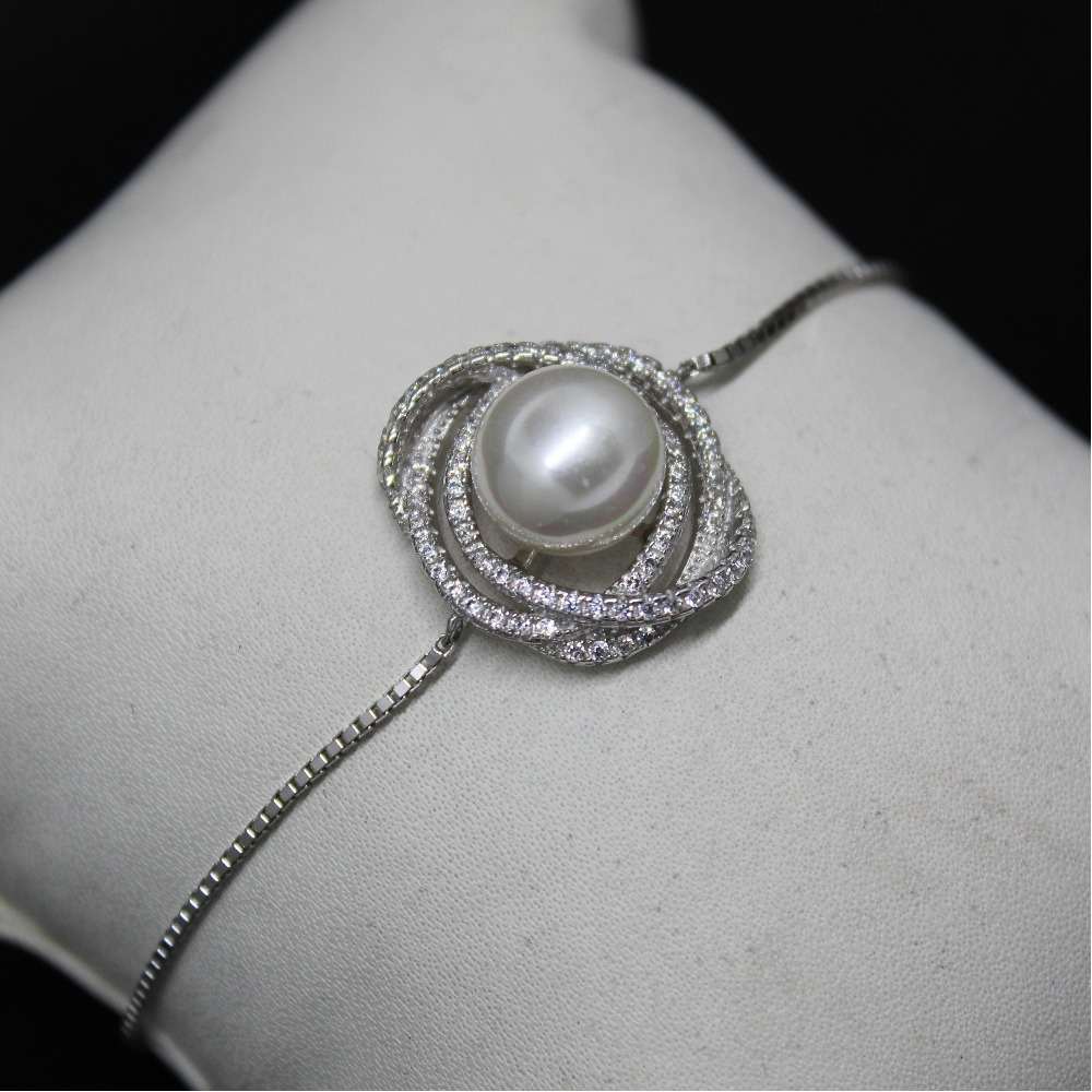 925 sterling silver stone kada bracelet for ladies - Image 2