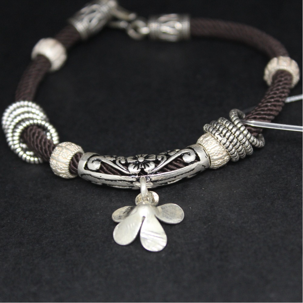 925 sterling silver fancy kada bracelet for ladies