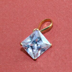 18KT Gold single White Color stone casual Wear Pendant for ladies