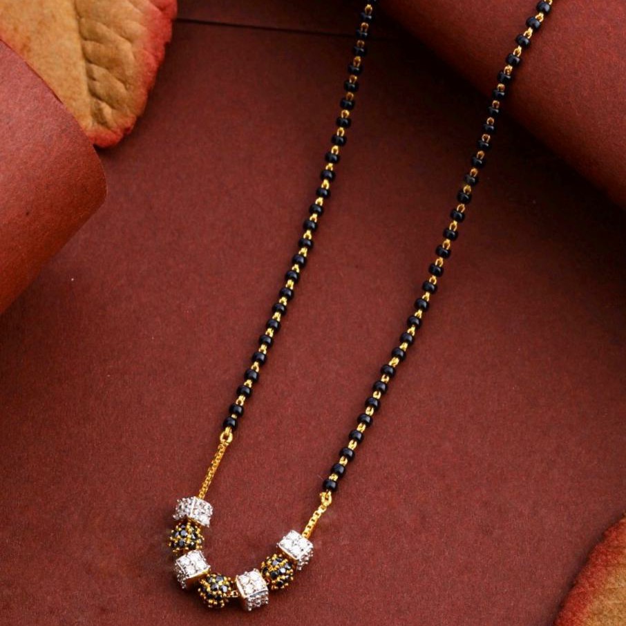 22KT/ 916 Gold Fancy cz Square & Round Pendant mangalsutra for ladies