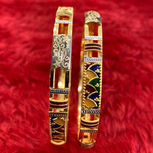 22KT/ 916 Gold Colorful mina Festival copper Kadli For Ladies