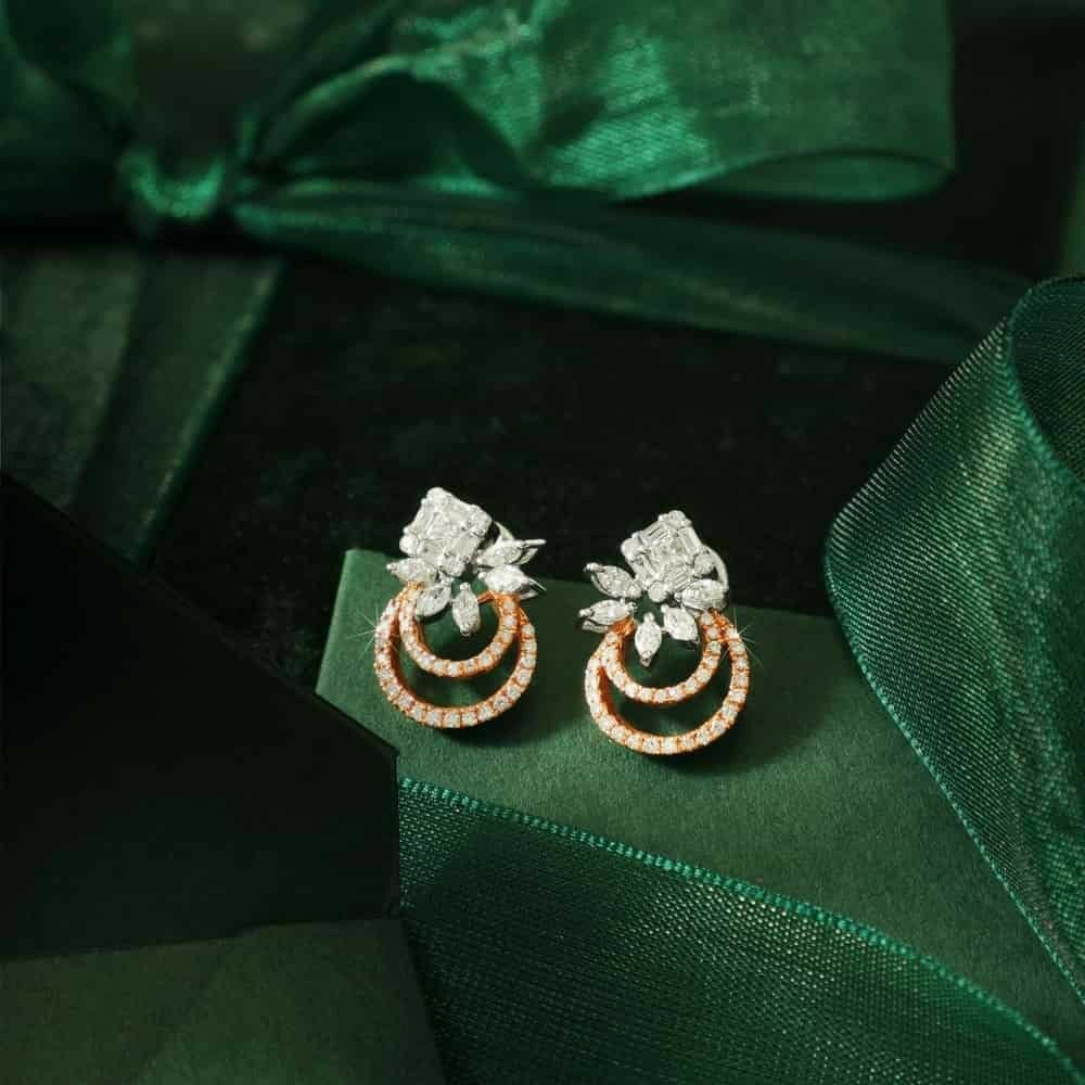 18KT Rose gold ethics festival round shape earrings for ladies