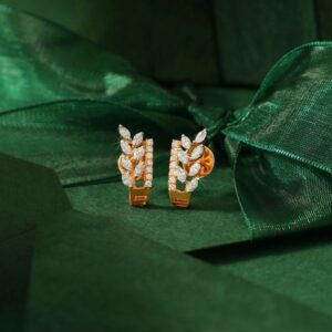 18KT Rose Gold fancy festival J shape earrings for ladies