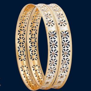 22KT/ 916 Gold fancy CNC cutting bridle Rhodium bangle for ladies