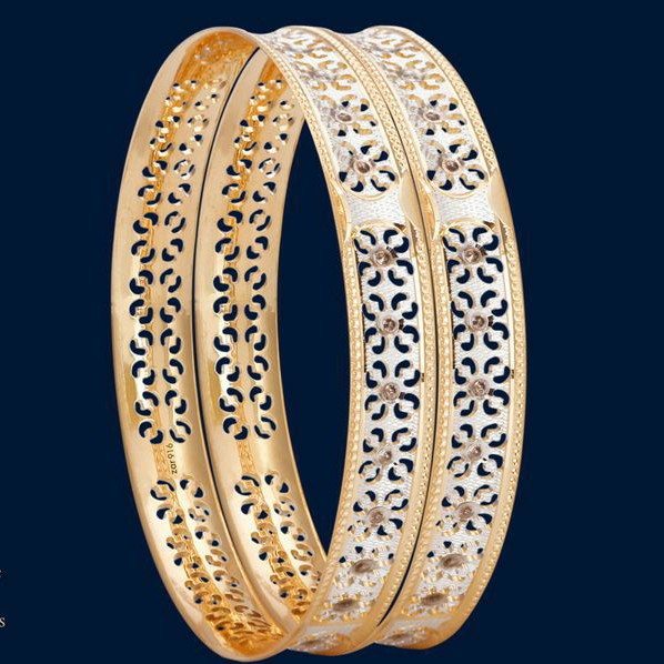 22KT/ 916 Gold fancy CNC cutting bridle Rhodium bangle for ladies