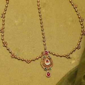22KT / 916 Gold antique wedding Jadtar Mang tikka for ladies
