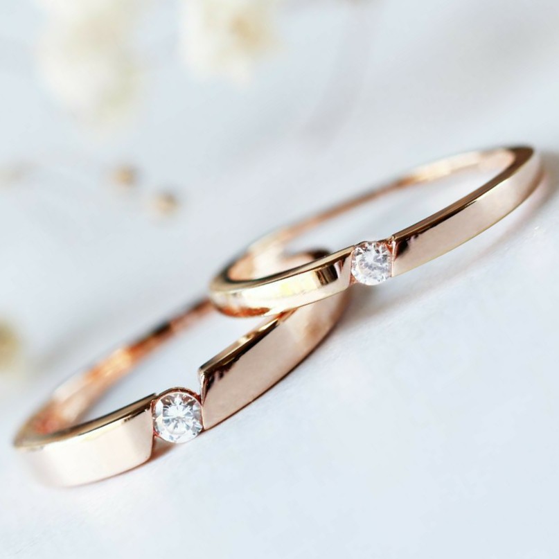 18KT Rose Gold Solitaire engagement ring for couple GRG1010 - Image 4