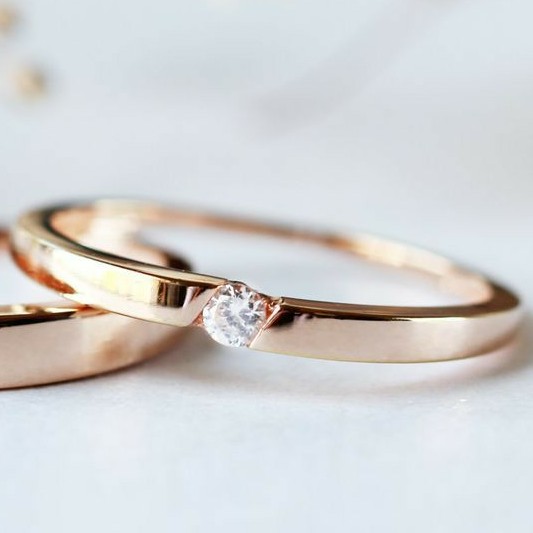 18KT Rose Gold Solitaire engagement ring for couple GRG1010 - Image 3