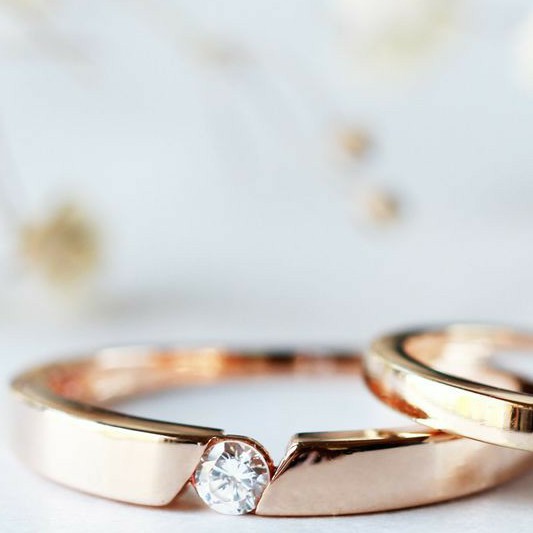 18KT Rose Gold Solitaire engagement ring for couple GRG1010 - Image 2