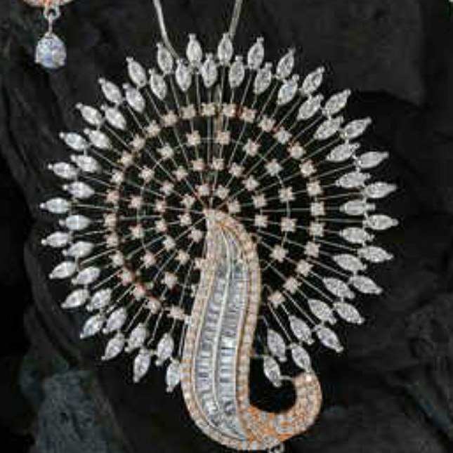 18KT Rose gold round special occasions pendant set for ladies PBG1004 - Image 2