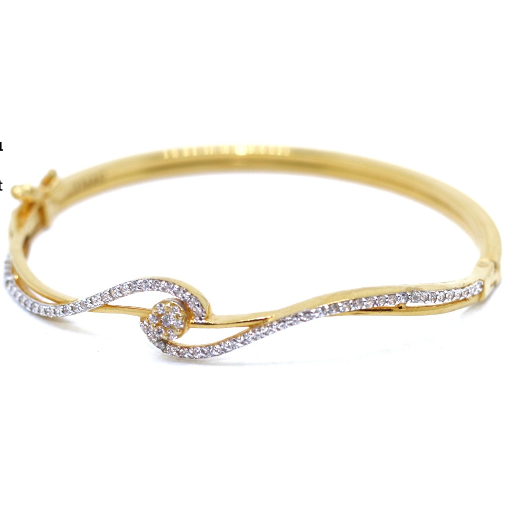22KT / 916 gold single fancy CZ Bangle For Ladies KKG0047 - Image 2