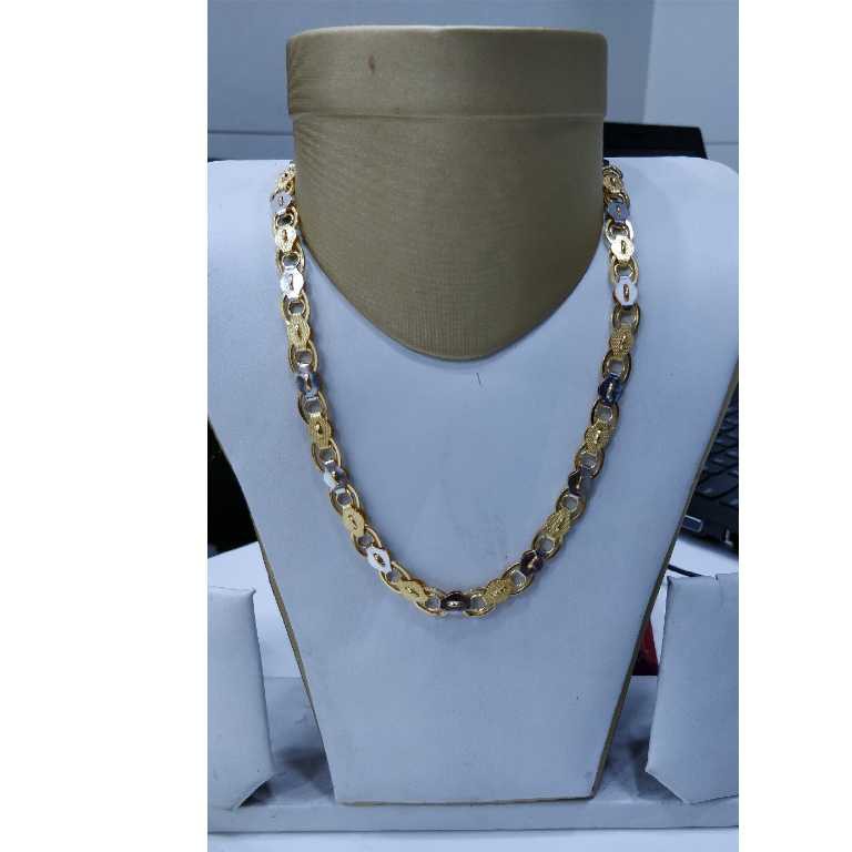 22KT Gold Gents Indo Italian Rhodium Chain