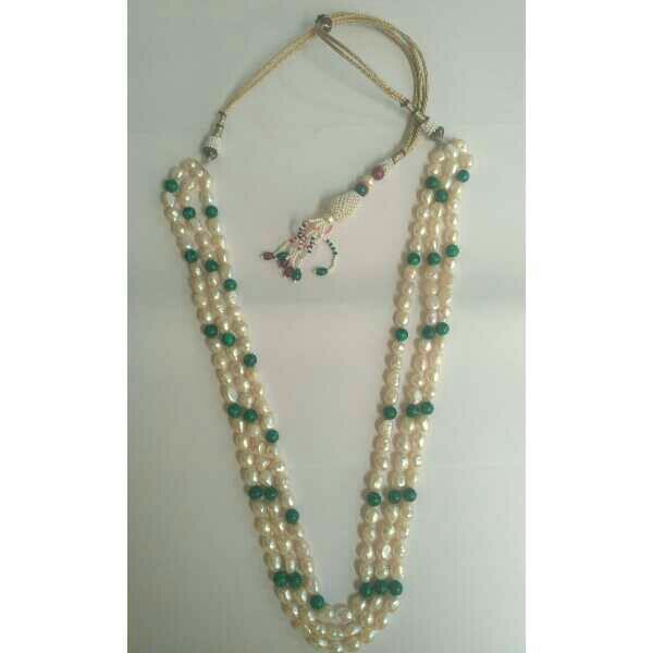 Malachite Round Shaped Beaded Pearl Necklace