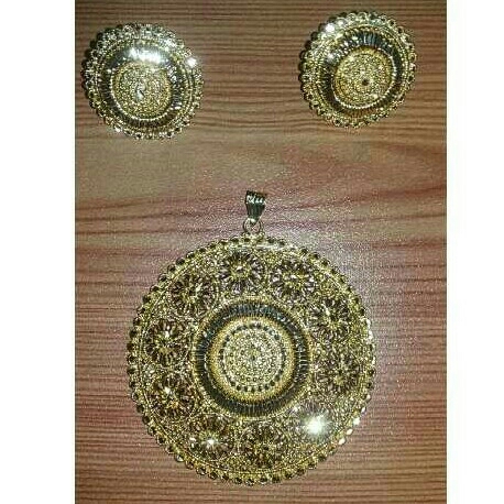 Copper Pendant Set with gold Polish