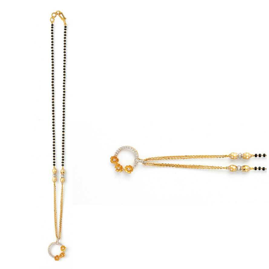 22KT Yellow Gold Ladies Indian Light Weight Vertical Modern Attractive Mangalsutra