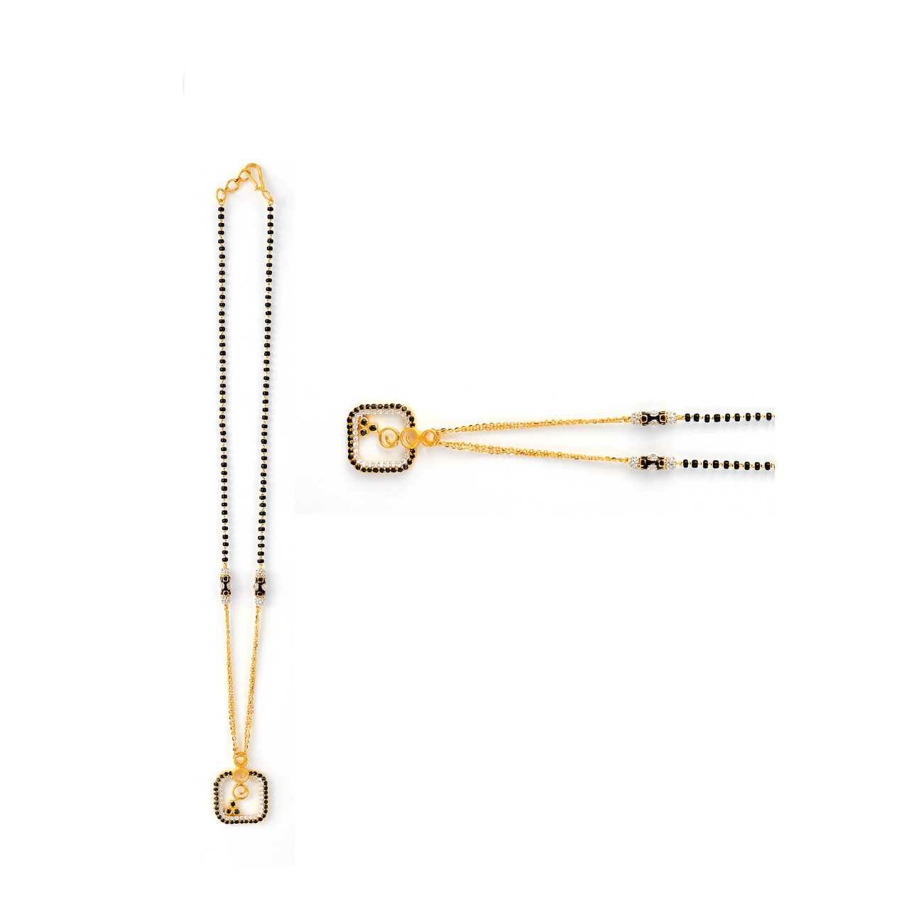 916 yellow Gold Ladies Light Weight Square Shaped Mangalsutra