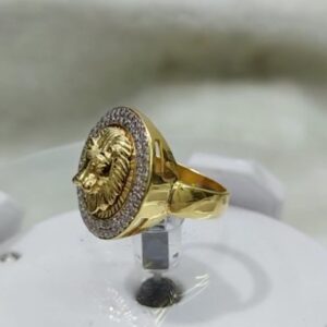 916 Gold Fancy Gent's Lion Face Ring