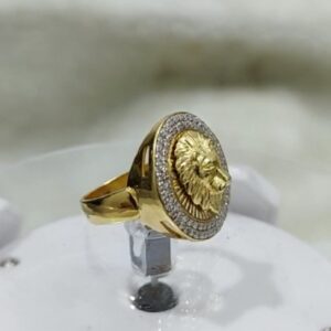 916 Gold Fancy Gent's Lion Face Ring