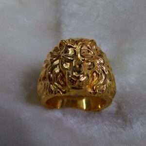 916 Gold Fancy Gent's Lion Face Ring