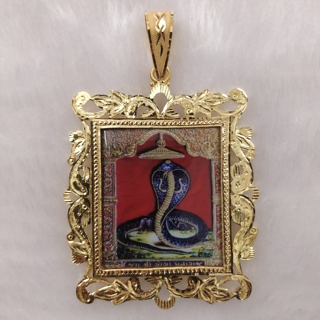 916 Gold Fancy Gent's Goga Maharaj Photo Frame Pendant