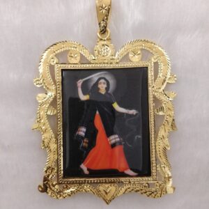 916 Gold Fancy Gent's Mogal Maa Photo Frame Pendant