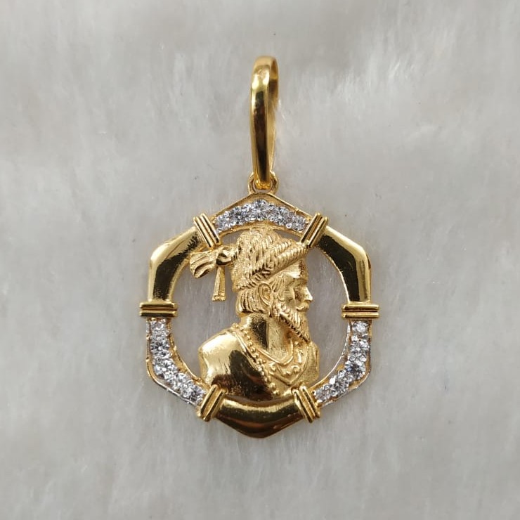 916 Gold Fancy Gent's Shivaji Maharaj Pendant