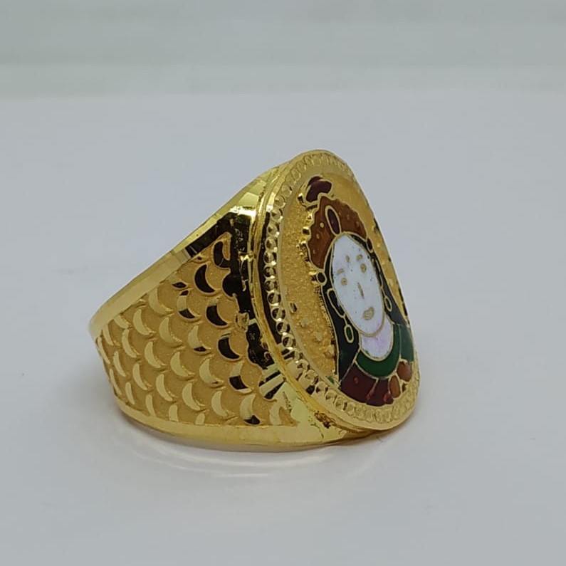916 Gold Fancy Gent's Chehar Maa Ring - Image 2