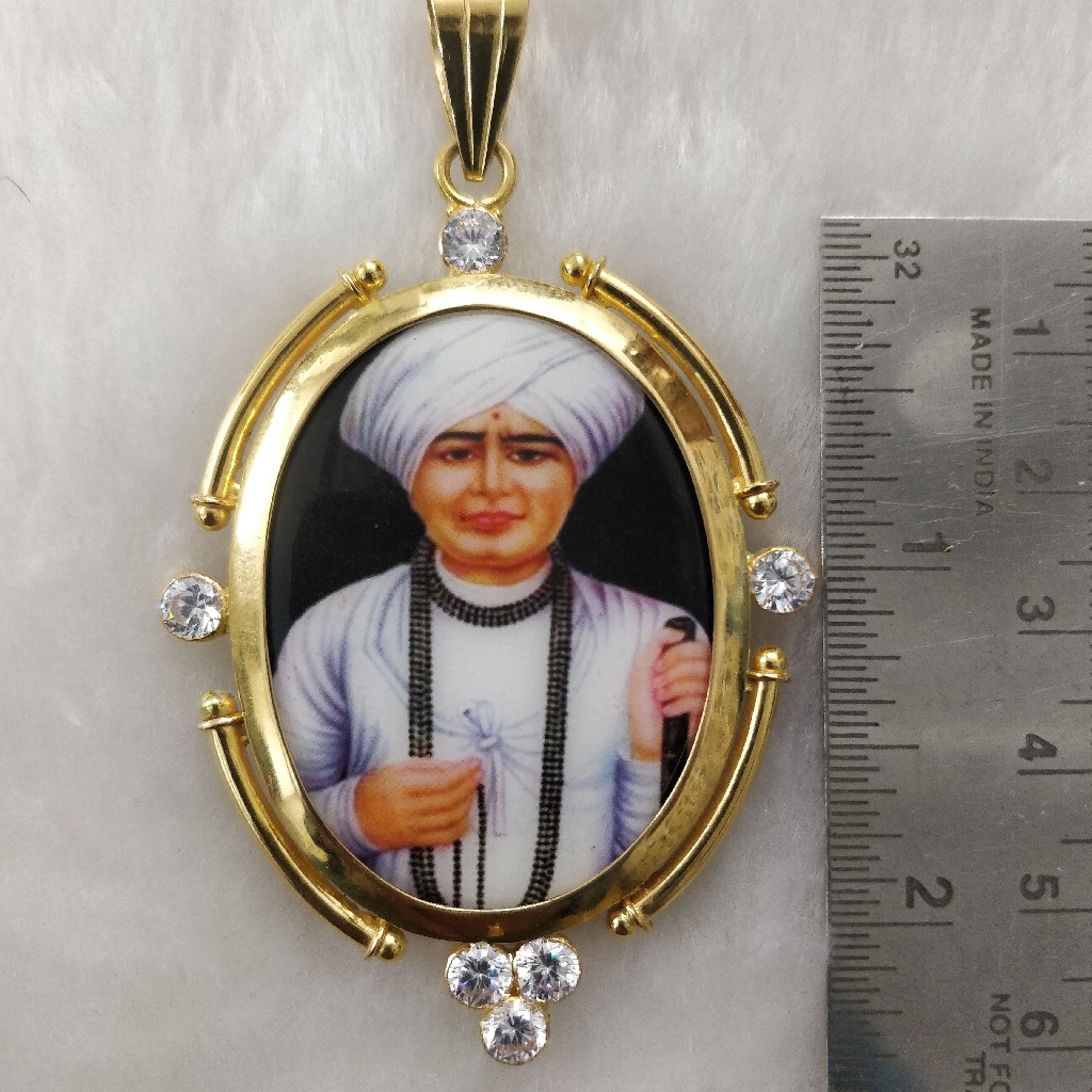 916 Gold Fancy Gent's Jalarambapa Photo Frame Pendants - Image 2