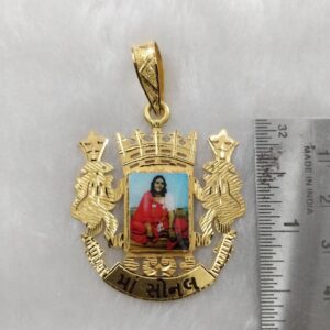 916 gold gent's fancy sonal maa photo mina pendant