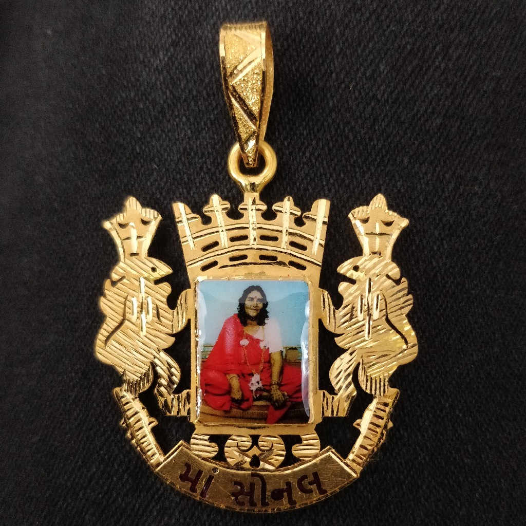 916 gold gent's fancy sonal maa photo mina pendant