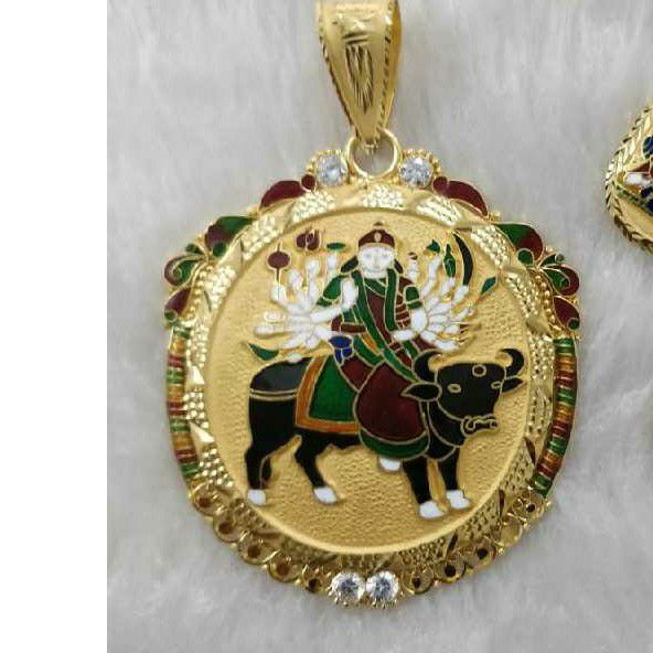 Visat Maa Minakari Gold Pendant