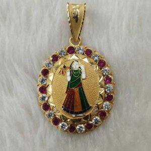 Bhatiyani Ma Minakari Gold Pendant