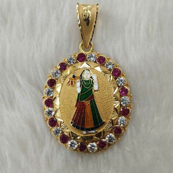 Bhatiyani Ma Minakari Gold Pendant