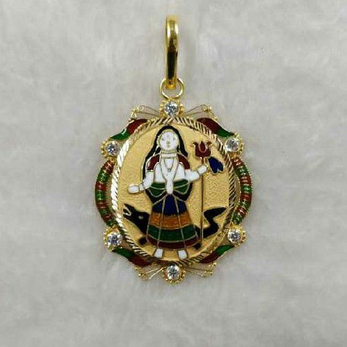916 Gold Fancy Khodiyar Maa Minakari Pendant