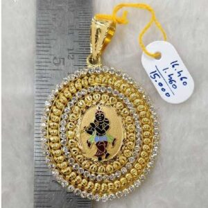 916 gold krishna round gents pendant