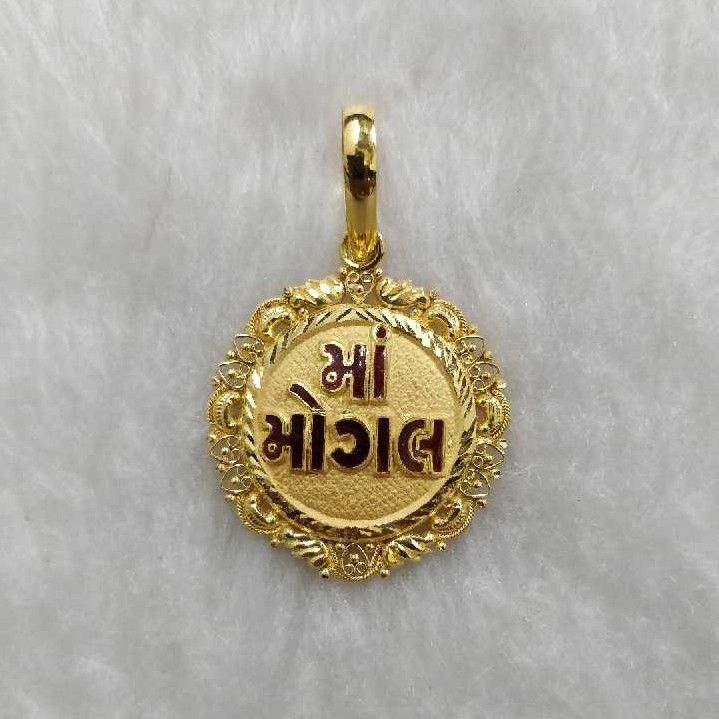 916 Gold Mogal Maa Round Pendant