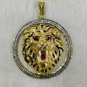 916 Gold Lion Round Pendant