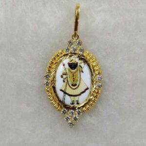 22KT Gold Shrinathji Photo Pendant